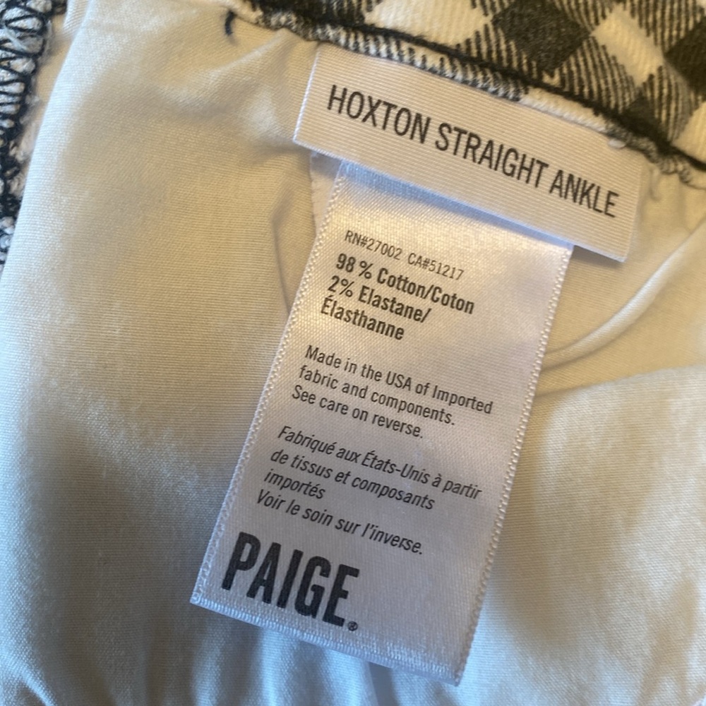 NWOT Paige Gray/White Hoxton Straight Ankle, measurements in photos below. - Picture 9 of 10